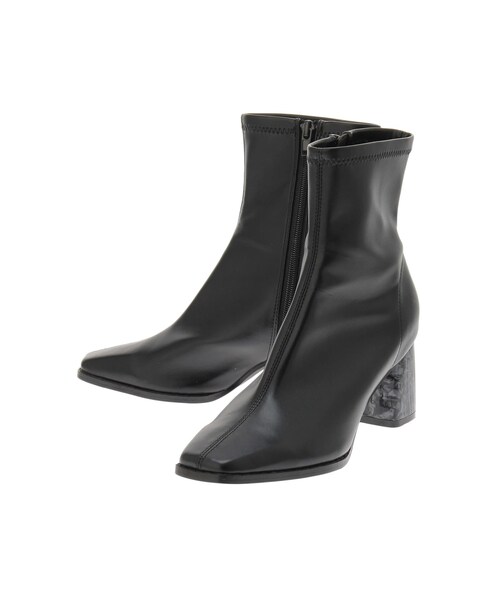 MERCURYDUO（マーキュリーデュオ）の「フェイクレザースクエアトゥストレッチショートブーツ（ブーツ・レディース・アイボリー/ブラック・36/38）」の14枚目の写真