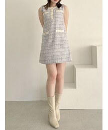 dazzlin | ラメツイードフレアミニワンピース(ワンピース)