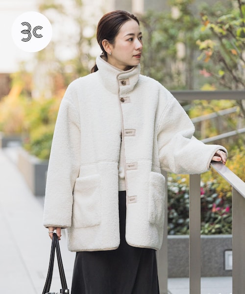 URBAN RESEARCH（アーバンリサーチ）の「ECOPELフェイクムートンリバーシブルコート（ムートンコート・レディース・IVO×CML/BRN×BRN/OFF×GREGE・Free）」の3枚目の写真