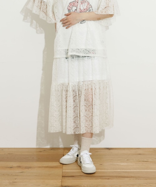 THE GOODLAND MARKET(ザグッドランドマーケット)の「SREU Layered Lace Skirt(スカート・レディース・WHITE1/WHITE2/BLACK1/BLACK2・M)」の3枚目の写真