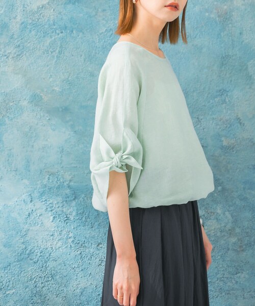 URBAN RESEARCH ROSSO（アーバンリサーチロッソ）の「リボンスリーブプルオーバー（シャツ/ブラウス・レディース・L/MINT/SHELL WT/PINK/D/NAVY・FREE）」の5枚目の写真