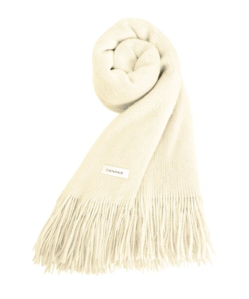 CALNAMUR（カルナムール）の「fluffyストール（マフラー・レディース・アイボリー/アイスブルー・F）」の11枚目の写真