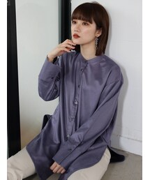 MURUA | ノーカラーチンツシャツ(シャツ/ブラウス)