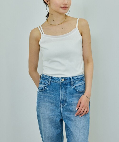 ROPE'（ロペ）の「【WEB・一部店舗限定】【接触冷感/UVカット】前後2WAY チュールコンビアシメキャミソール（キャミソール・レディース・ブラック/ホワイト/ピンク・F）」の7枚目の写真