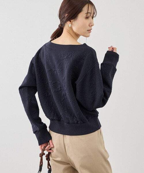 ROPE' PICNIC（ロペピクニック）の「2WAYボートネック花柄ふくれジャガードプルオーバー（スウェット・レディース・ホワイト/ネイビー/サックス・F）」の18枚目の写真