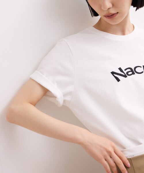 ADAM ET ROPE'(アダムエロペ)の「【WEB限定】クリーンタッチコットン刺しゅうロゴT(Tシャツ/カットソー・レディース・ホワイト/ダークブラウン/ネイビー/ピンク系・F)」の16枚目の写真