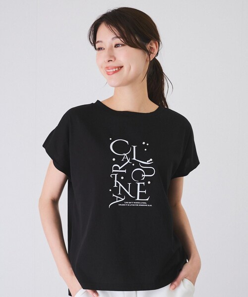 Jayro（ジャイロ）の「パール付きプリントロゴTシャツ（Tシャツ/カットソー・レディース・ブラック/ホワイト系/ネイビー/ラベンダー・M）」の2枚目の写真