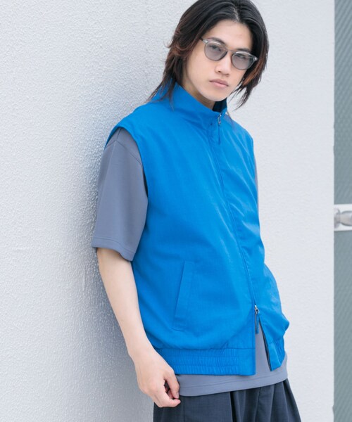SENSE OF PLACE by URBAN RESEARCH（センスオブプレイスバイアーバンリサーチ）の「『イージーケア/セットアップ対応』リネンライクスタンドカラーWジップベスト（ベスト・メンズ・L.BLUE/CHARCOAL/NAVY・M/L）」の17枚目の写真