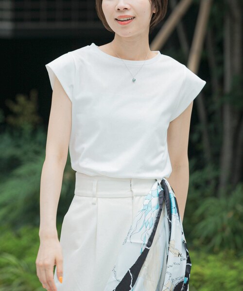 URBAN RESEARCH ROSSO（アーバンリサーチロッソ）の「クールタッチスーピマコットンフレンチTシャツ（Tシャツ/カットソー・レディース・PINK/OFF WHITE/MINT/D/NAVY・FREE）」の11枚目の写真