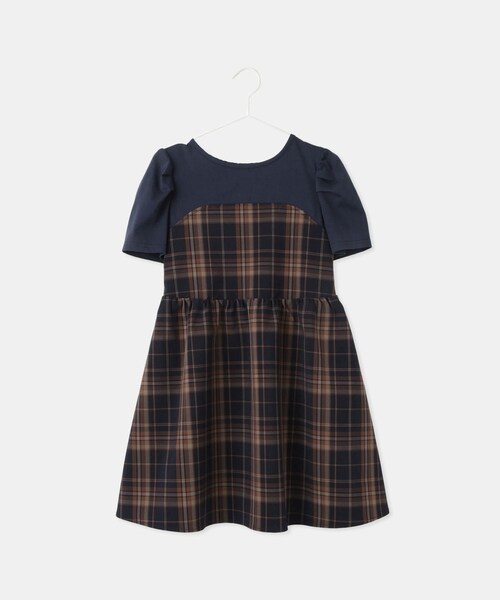 ROPE' PICNIC（ロペピクニック）の「【KIDS/キッズ】ドッキングチェックワンピース/リンクコーデ（ワンピース・キッズ・ブラック系/ネイビー系・L/M/S）」の4枚目の写真