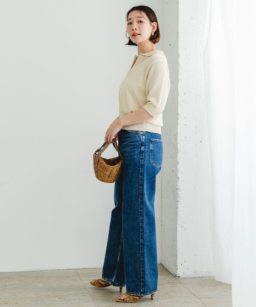 URBAN RESEARCH ROSSO（アーバンリサーチロッソ）の「F by ROSSO　オープンカラーサマーニット（ニット/セーター・レディース・L/BEIGE/BLUE/BORDER・FREE）」の10枚目の写真