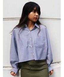 MURUA | ストライプクロップドカラーシャツ(シャツ/ブラウス)