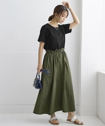 nissen | ワークポケット付異素材使いドッキングワンピース(ワンピース)