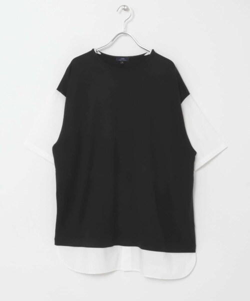 ITEMS URBANRESEARCH(アイテムズ アーバンリサーチ)の「布帛切替レイヤードクルーネックトップス(Tシャツ/カットソー・メンズ・BLK/BEG/MTD/GRY・M/L)」の13枚目の写真