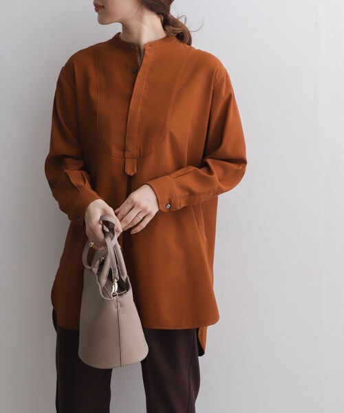 URBAN RESEARCH DOORS（アーバンリサーチドアーズ）の「ドレスシャツチュニック∴（チュニック・レディース・BROWN/OFF WHITE/L.GRAY・one/One）」の3枚目の写真