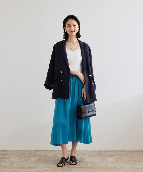 ROPE'（ロペ）の「【洗える】コットンシルクスカート（スカート・レディース・ブラック/ベージュ/ターコイズ・F）」の12枚目の写真