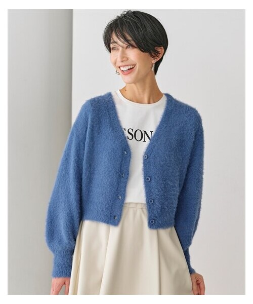 nissen（ニッセン）の「クロップドシャギーニットカーディガン【OtonaSMILE】（カーディガン/ボレロ・レディース・ブルー/ホワイト・M/L/LL/3L/4L/5L/6L）」の15枚目の写真