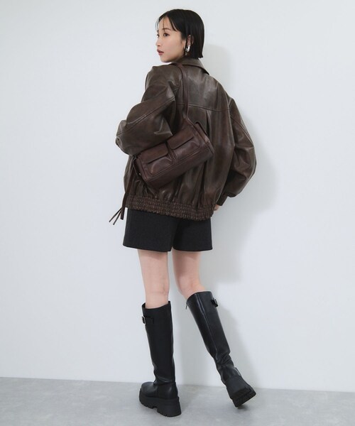 VIS（ビス）の「合皮＆スエードライクジップアップブルゾン（ブルゾン・レディース・ダークブラウン/ダークブラウン系/ピンク系・F）」の16枚目の写真