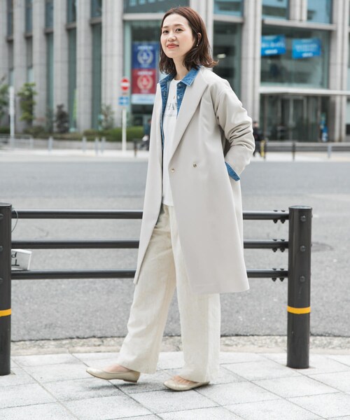 URBAN RESEARCH DOORS(アーバンリサーチドアーズ)の「ダブルクロスガウンコート(テーラードジャケット・レディース・L.BEIGE/NAVY・M)」の9枚目の写真