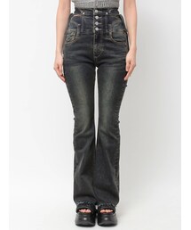 EMODA | サイドオープンハイウエストフレアパギンス(デニムパンツ)