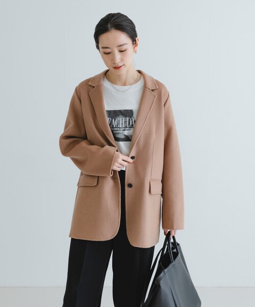URBAN RESEARCH(アーバンリサーチ)の「リバージャケットコート(テーラードジャケット・レディース・CHARCOAL/BEIGE・FREE)」の21枚目の写真