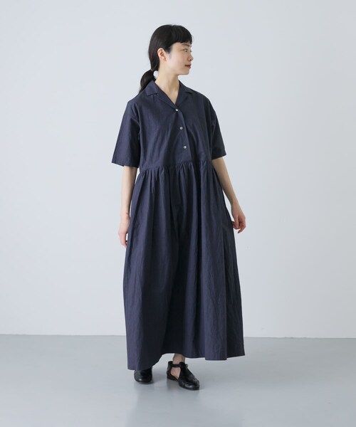 かぐれ（カグレ）の「オープンカラーシャツワンピース（ワンピース・レディース・NAVY/BLACK・Free）」の14枚目の写真