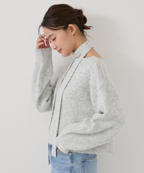 Jayro(ジャイロ)の「チョーカー付き前後2WAYカーディガン(カーディガン/ボレロ・レディース・チャコール/ライトグレー/オフホワイト/ダークブラウン・M)」の17枚目の写真