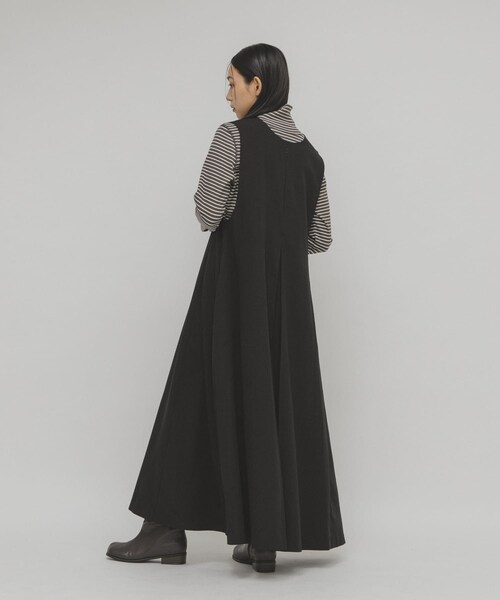 KBF（ケイビーエフ）の「『一部WEB限定カラー』2WAYフレアジャンパースカート（ワンピース・レディース・CHARCOAL/BLACK/BROWN×BLU/NAVY・36/38）」の10枚目の写真