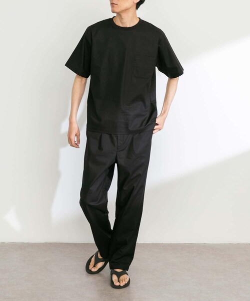 URBAN RESEARCH Sonny Label（アーバンリサーチサニーレーベル）の「『接触冷感/イージーケア』リネン混ショートスリーブTシャツ（Tシャツ/カットソー・メンズ・オフ×ブラック/ブラック/ネイビー/チャコール・M/L/XL）」の11枚目の写真