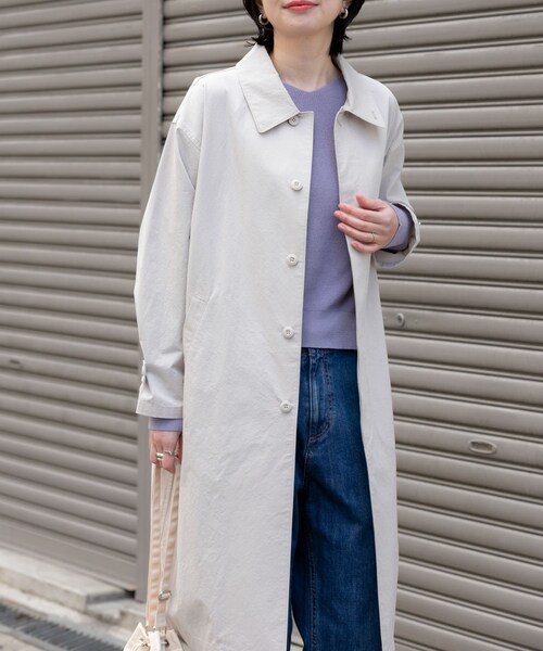 URBAN RESEARCH DOORS（アーバンリサーチドアーズ）の「塩縮コットンステンカラーコート（ステンカラーコート・レディース・LIGHT GRAY/BEIGE・M）」の3枚目の写真