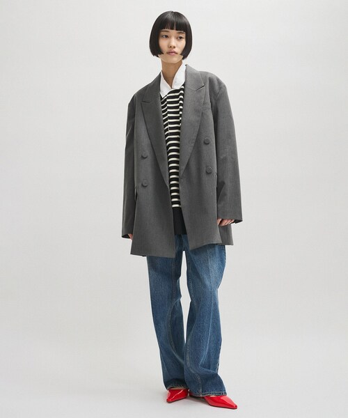 ADAM ET ROPE'（アダムエロペ）の「【サステナブル】・【オケージョン】ダブルブレストジャケット（テーラードジャケット・レディース・ブラック/グレー/オフホワイト・36/38）」の7枚目の写真