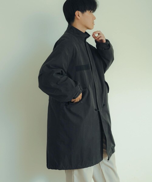 ITEMS URBANRESEARCH(アイテムズ アーバンリサーチ)の「中綿ライナー付 フードレスモッズコート(モッズコート・メンズ・KHK/BLK・M/L)」の4枚目の写真