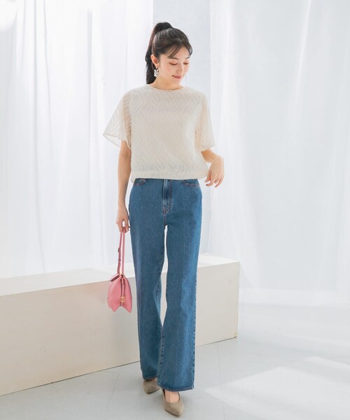 URBAN RESEARCH ROSSO（アーバンリサーチロッソ）の「セミシアーカットジャガードブラウス（シャツ/ブラウス・レディース・OFF WHITE/BLUE/BEIGE/NAVY・FREE）」の8枚目の写真