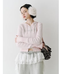 jouetie | ビジューロゴジップコンパクトフーディ(パーカー)