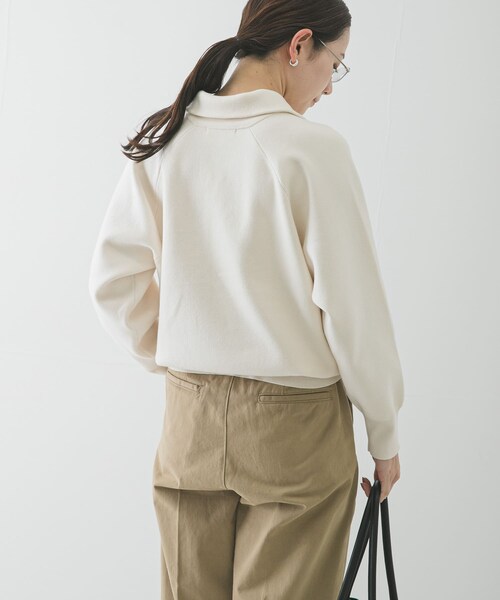 URBAN RESEARCH（アーバンリサーチ）の「ハーフジップスウェットニット（スウェット・レディース・OFF WHITE/YELLOW/NAVY・Free）」の8枚目の写真