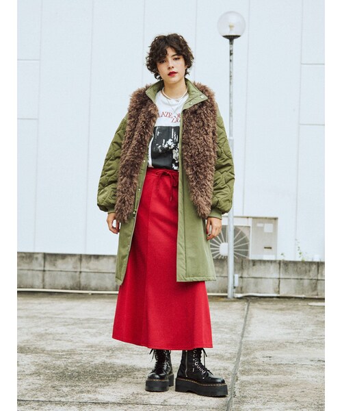 jouetie（ジュエティ）の「ファーベストレイヤードモッズコート（モッズコート・レディース・アイボリー/ブラック/ブルー/カーキ・M）」の10枚目の写真