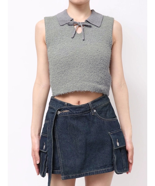 EMODA（エモダ）の「FRINGE YARN RIBBON TOPS（ニット/セーター・レディース・アイボリー/グレー/ブラック・F）」の21枚目の写真