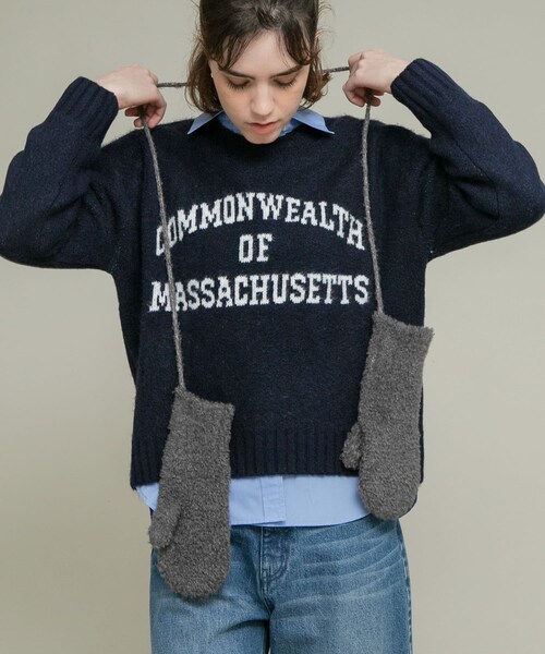 URBAN RESEARCH Sonny Label（アーバンリサーチサニーレーベル）の「ラメブークレーニットミトン（ベルト・レディース・エクリュ/グレー/ネイビー・One）」の16枚目の写真