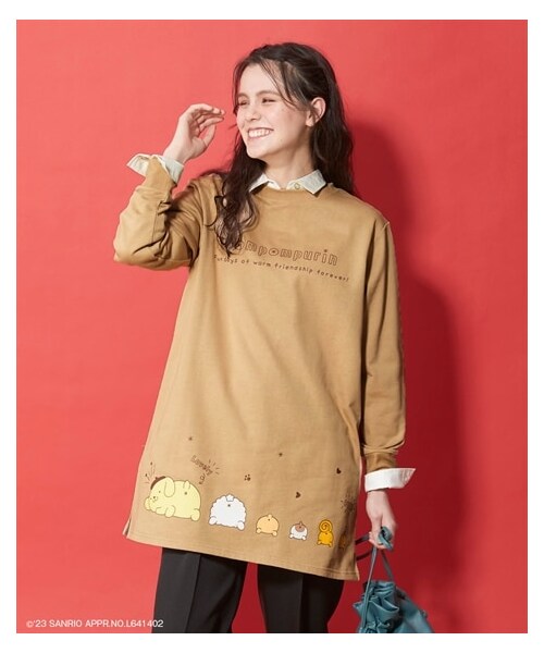 nissen（ニッセン）の「大きいサイズ色々選べるチュニックトレーナー／サンリオキャラクター（チュニック・レディース・ペールピンク(リトルツインスターズ)/カーキ(キャラクターズ)/黒(ポチャッコ)/ネイビー(ハローキティ)/ベージュ(ポムポムプリン)・L/LL/3L/4L/5L/6L/8L/10L）」の13枚目の写真