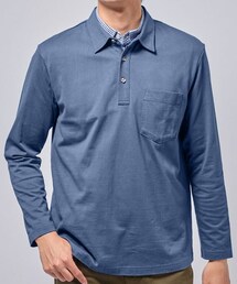 nissen | 綿１００％2枚衿重ね着風長袖ポロシャツ【大きいサイズ有】　（消臭テープ付）(ポロシャツ)