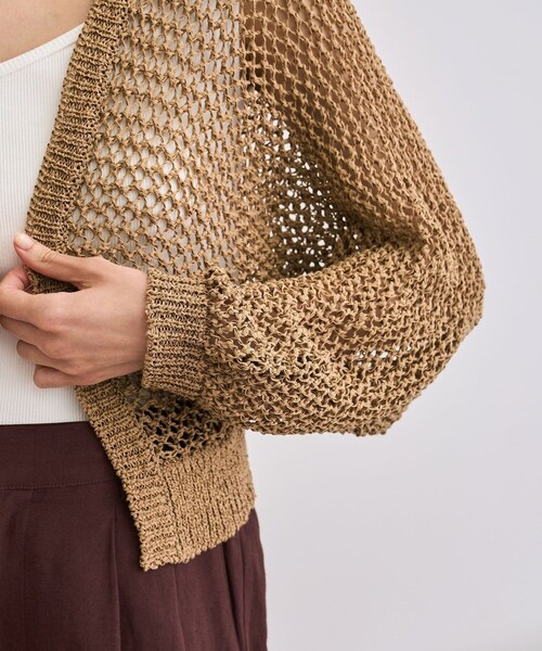 ROPE'（ロペ）の「【洗える】テープヤーンメッシュニットボレロ（カーディガン/ボレロ・レディース・ブラック/ベージュ・F）」の15枚目の写真
