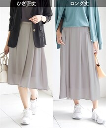 nissen | ＜大きいサイズ＞風なびくエアリーシフォンフレアスカート（選べるスカート丈）(スカート)