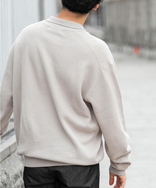 URBAN RESEARCH ROSSO（アーバンリサーチロッソ）の「『WEB限定』変形カノコスキッパーニットポロ（ニット/セーター・メンズ・BLACK/NAVY/LIGHT GRAY・M/L）」の17枚目の写真