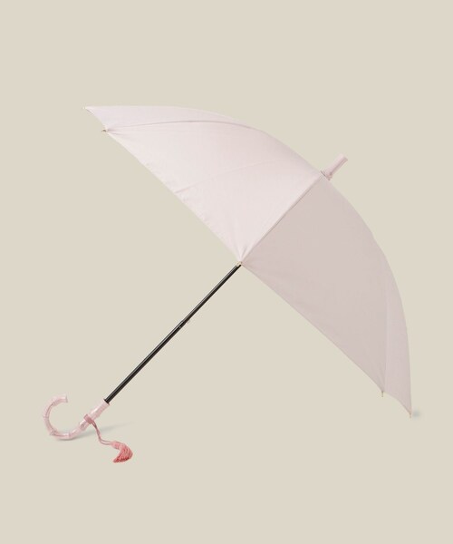 ROPE'（ロペ）の「【晴雨兼用・高機能】スライド式 ショートバンブーパラソル【UVカット/遮光・遮熱・防水効果】（長傘・レディース・ブラック/オフホワイト/ブルー系/ピンク系・F）」の8枚目の写真