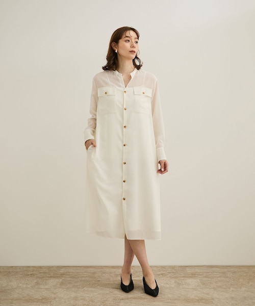ROPE'（ロペ）の「【洗える】サファリシャツドレス（シャツワンピース・レディース・オフホワイト/ブラウン・36/38）」の8枚目の写真