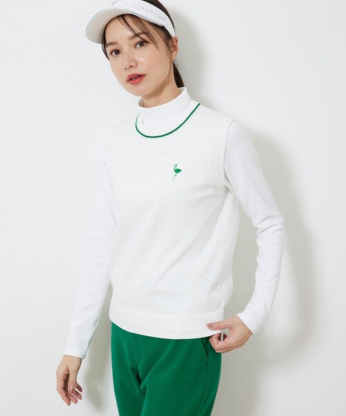 ROPE'(ロペ)の「【ECO】ダイヤ柄ニットベスト(ベスト・レディース・ホワイト/ブルー・L/M/S)」の7枚目の写真