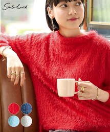 nissen | 大きいサイズ ヘアリーニットソーボトルネックプルオーバー(ニット/セーター)