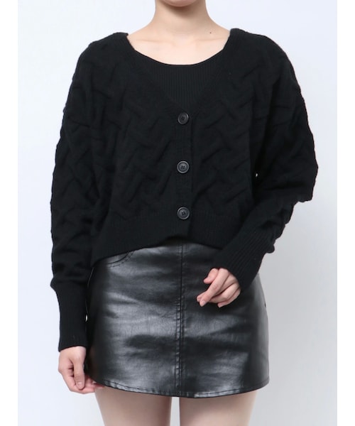 GYDA（ジェイダ）の「BACKレースアップニットカーディガン（カーディガン/ボレロ・レディース・オフホワイト/ブラック/ボルドー・F）」の3枚目の写真