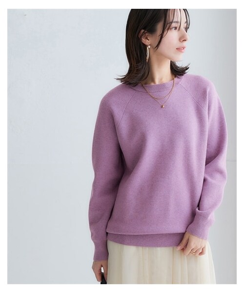 nissen（ニッセン）の「スウェットライクラグランニット（ニット/セーター・レディース・ミルクベージュ/杢グレー/バーガンディー/黒/ロイヤルブルー/グレープ/モカベージュ杢/ネイビー杢/ライラック杢・S/M/L/LL/3L/4L/5L/6L）」の9枚目の写真