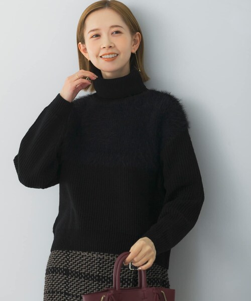 URBAN RESEARCH ROSSO（アーバンリサーチロッソ）の「エアリーヤーンドッキングニットプルオーバー（ニット/セーター・レディース・GRAY/OFF WHITE/BLACK・FREE）」の13枚目の写真